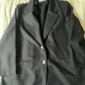 Vintage Alfred Dunner Charcoal Pinstripe Blazer with Shiny Buttons